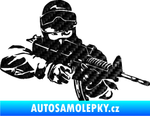 Samolepka Voják 009 pravá 3D karbon černý