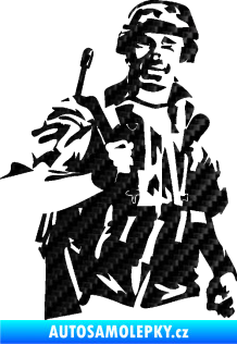 Samolepka Voják 014 pravá 3D karbon černý