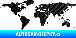Samolepka World mapa světa 3D karbon černý