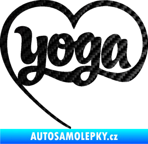 Samolepka Yoga nápis v srdíčku 3D karbon černý