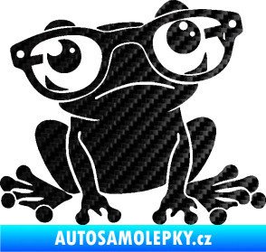 Samolepka Žába 011 pravá kouká s brýlemi 3D karbon černý