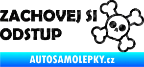 Samolepka Zachovej si odstup nápis 3D karbon černý