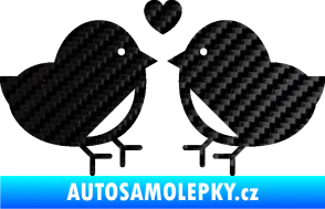Samolepka Zamilovaní ptáčci 001 se srdíčkem 3D karbon černý