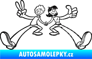 Samolepka Zamilovaný pár  3D karbon černý
