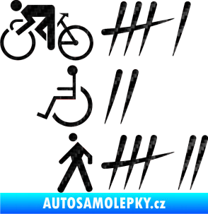 Samolepka Zářezy 001 levá 3D karbon černý