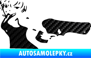 Samolepka Žena s pistolí pravá 3D karbon černý
