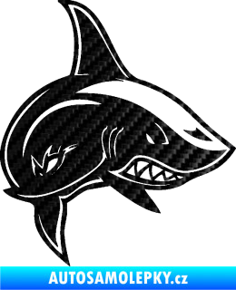 Samolepka Žralok 013 pravá 3D karbon černý