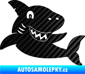 Samolepka Žralok 019 pravá 3D karbon černý
