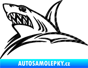 Samolepka Žralok 020 levá v moři 3D karbon černý