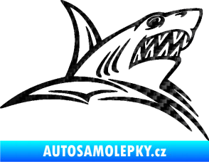 Samolepka Žralok 020 pravá v moři 3D karbon černý