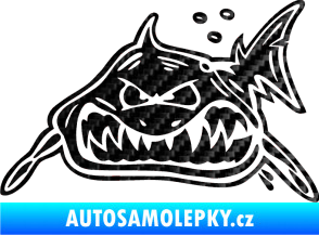 Samolepka Žralok levá 3D karbon černý