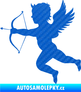 Samolepka Amor 001 levá cupid andílek 3D karbon modrý