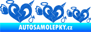 Samolepka Angel devil family 002 rodinka v autě 3D karbon modrý