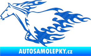 Samolepka Animal flames 003 levá kůň 3D karbon modrý