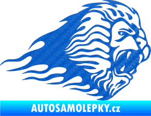 Samolepka Animal flames 014 pravá lev 3D karbon modrý