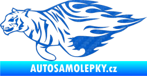 Samolepka Animal flames 021 levá tygr 3D karbon modrý