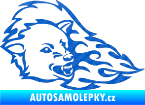Samolepka Animal flames 036 pravá vlk 3D karbon modrý