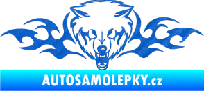 Samolepka Animal flames 038 pravá vlk 3D karbon modrý