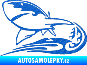 Samolepka Animal flames 041 levá žralok 3D karbon modrý