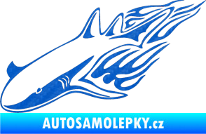 Samolepka Animal flames 048 levá žralok 3D karbon modrý