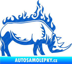 Samolepka Animal flames 049 pravá nosorožec 3D karbon modrý