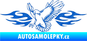 Samolepka Animal flames 054 levá orel 3D karbon modrý