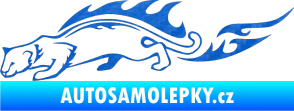 Samolepka Animal flames 056 levá puma 3D karbon modrý