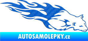 Samolepka Animal flames 059 pravá puma 3D karbon modrý