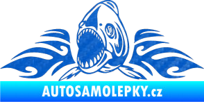 Samolepka Animal flames 063 levá  piraňa 3D karbon modrý