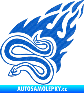 Samolepka Animal flames 065 levá had 3D karbon modrý