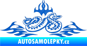 Samolepka Animal flames 070 pravá zmije 3D karbon modrý