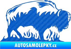 Samolepka Animal flames 071 pravá býk 3D karbon modrý