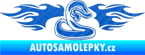 Samolepka Animal flames 072 pravá had 3D karbon modrý