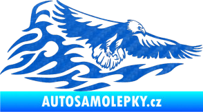 Samolepka Animal flames 075 pravá orel 3D karbon modrý