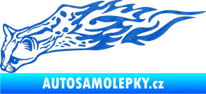 Samolepka Animal flames 080 levá gepard 3D karbon modrý