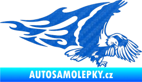 Samolepka Animal flames 081 pravá orel 3D karbon modrý