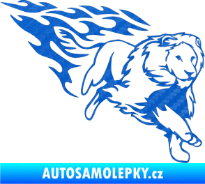 Samolepka Animal flames 087 pravá lev 3D karbon modrý