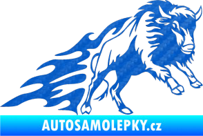 Samolepka Animal flames 089 pravá býk 3D karbon modrý
