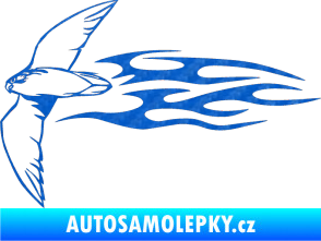 Samolepka Animal flames 095 levá letící pták 3D karbon modrý