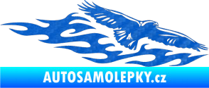 Samolepka Animal flames 097 pravá orel 3D karbon modrý