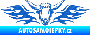 Samolepka Animal flames 098 levá býk 3D karbon modrý