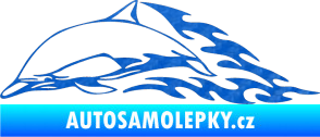Samolepka Animal flames 099 levá delfín 3D karbon modrý
