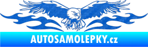 Samolepka Animal flames 100 pravá orel 3D karbon modrý