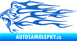 Samolepka Animal flames 103 levá lev 3D karbon modrý