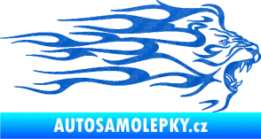 Samolepka Animal flames 103 pravá lev 3D karbon modrý