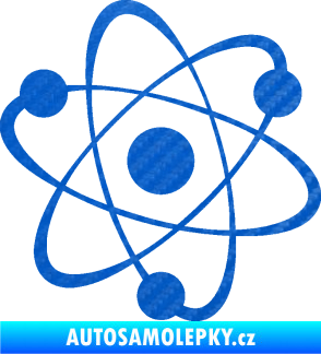 Samolepka Atom  3D karbon modrý