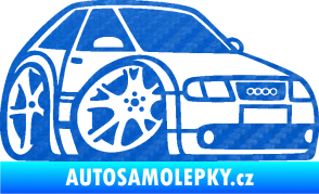 Samolepka Audi A3 karikatura pravá 3D karbon modrý