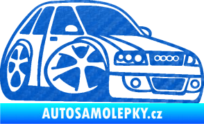 Samolepka Audi A4 karikatura pravá 3D karbon modrý