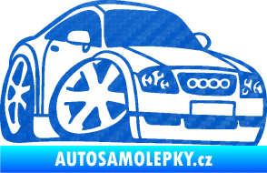 Samolepka Audi TT karikatura pravá 3D karbon modrý