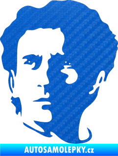 Samolepka Silueta Ayrton Senna levá 3D karbon modrý